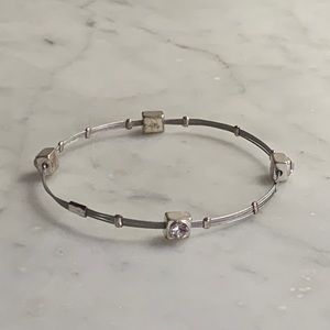 Cubic zirconia silver thin bangle